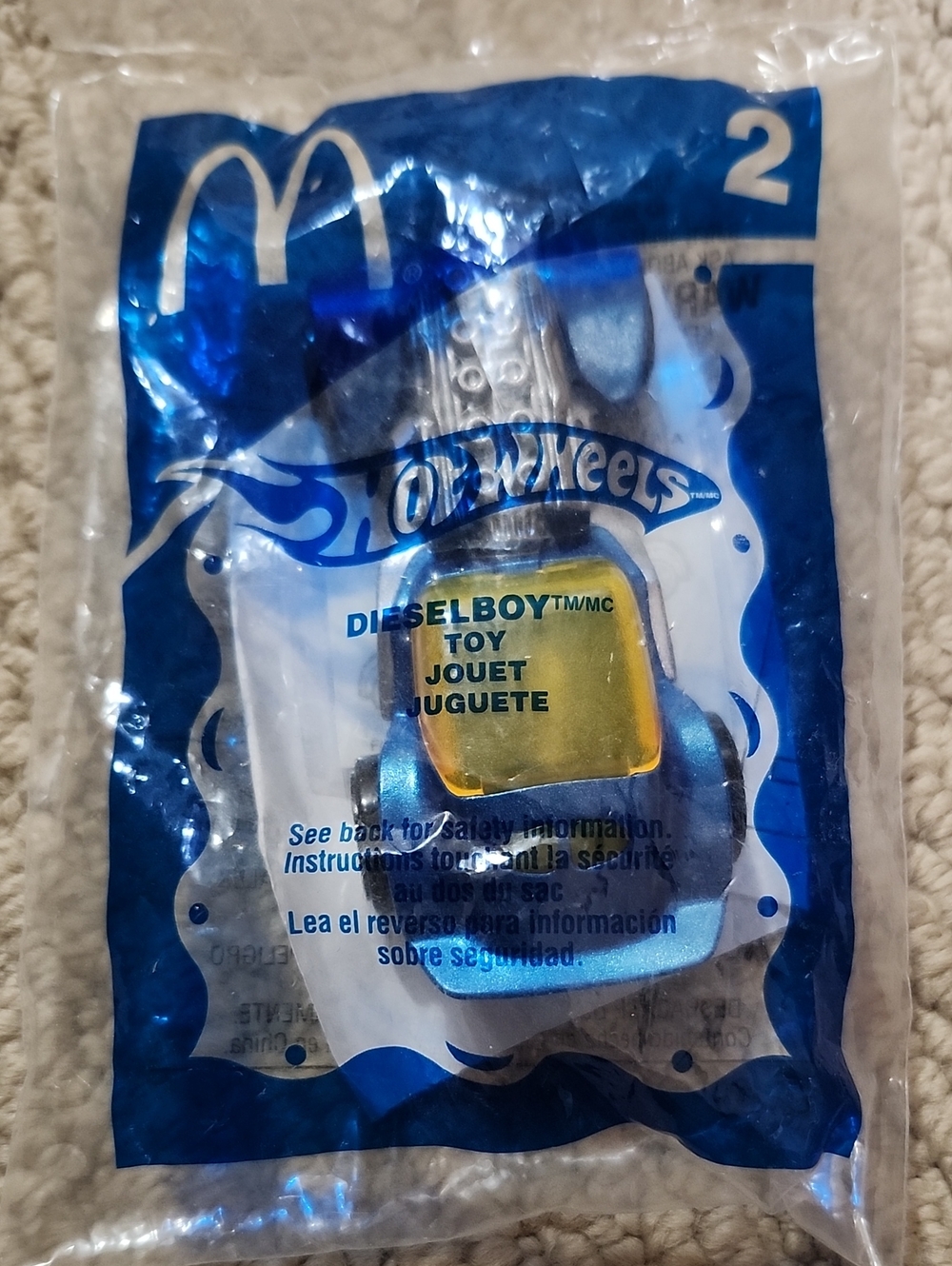 ✨️NWT✨️ 2008 McDonald's Hot Wheels Dieselboy Toy Car, Metallic Blue & Yellow